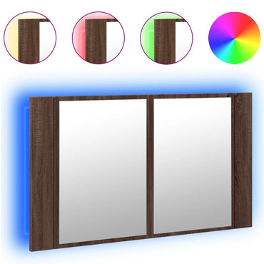 Spiegelschrank mit 80 x 12 x 45 cm brauner Eiche