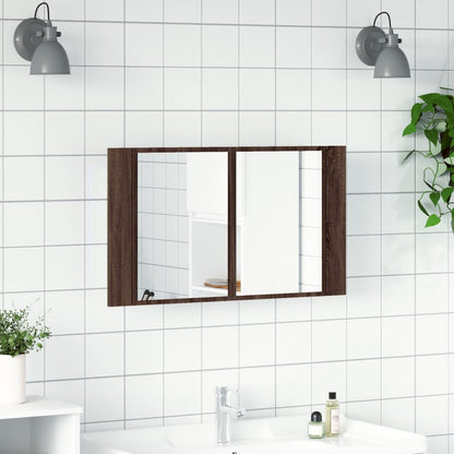 Mobile a specchio con quercia marrone 80x12x45 cm