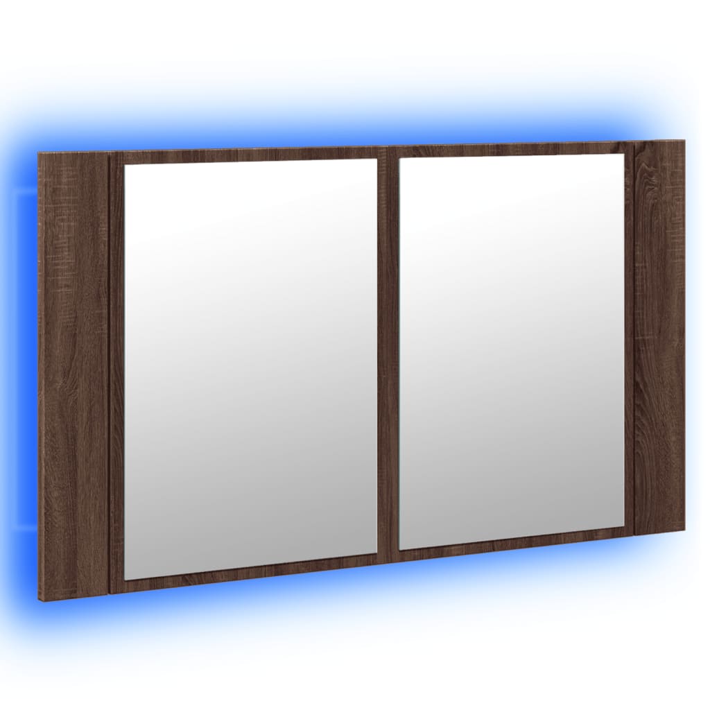 Mobile a specchio con quercia marrone 80x12x45 cm