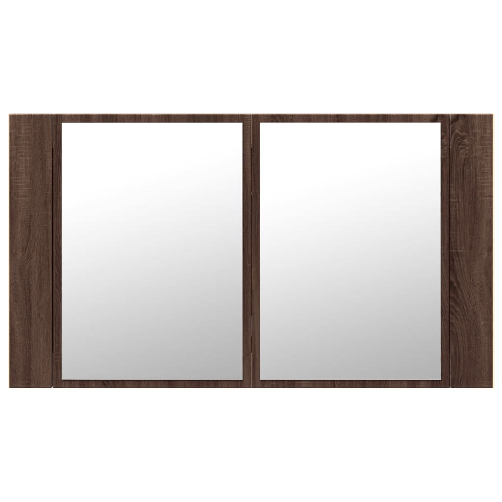 Mobile a specchio con quercia marrone 80x12x45 cm