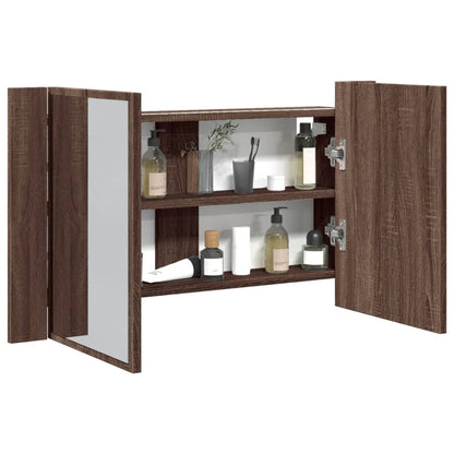 Mobile a specchio con quercia marrone 80x12x45 cm