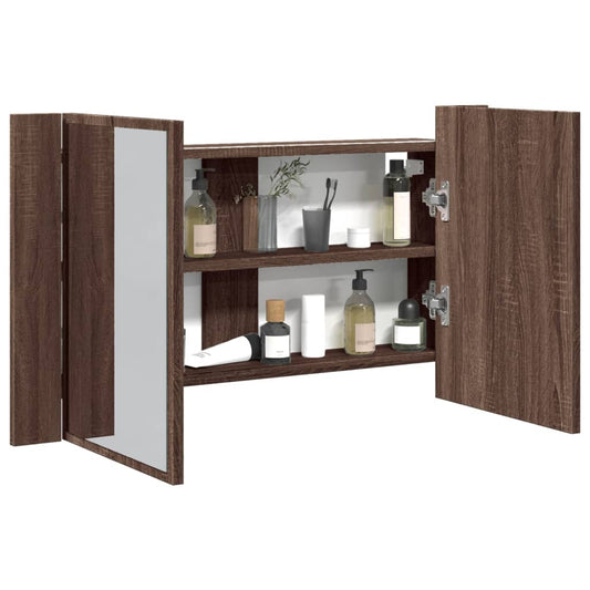Spiegelschrank mit 80 x 12 x 45 cm brauner Eiche