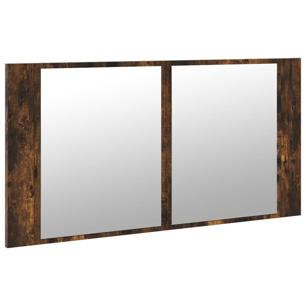 Mobile a specchio da bagno in quercia affumicata 90x12x45 cm acrilico