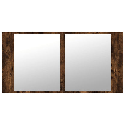 Mobile a specchio da bagno in quercia affumicata 90x12x45 cm acrilico