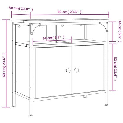 Lavandino per bagno in quercia fumo 60x30x60 cm