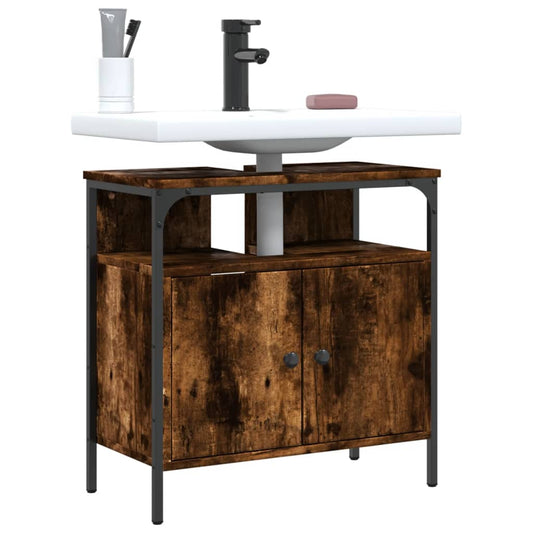Lavandino per bagno in quercia fumo 60x30x60 cm