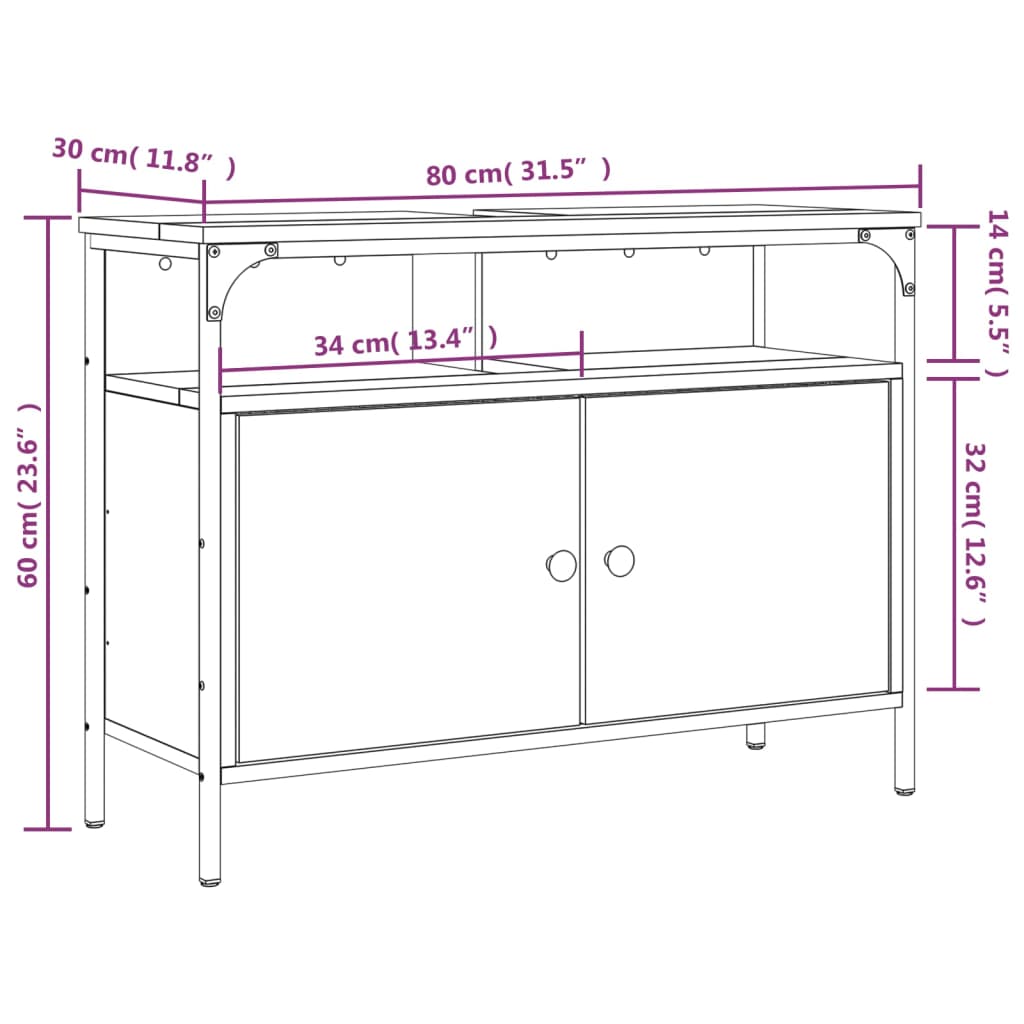 Sonoma oak bathroom sink 60x30x60 cm