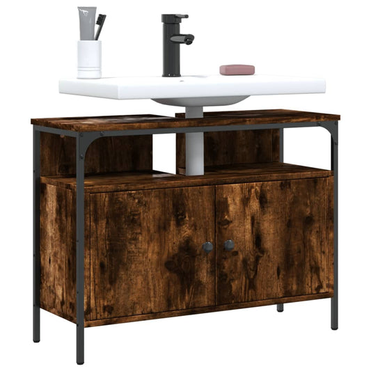 Lavandino per bagno in quercia fumo 60x30x60 cm