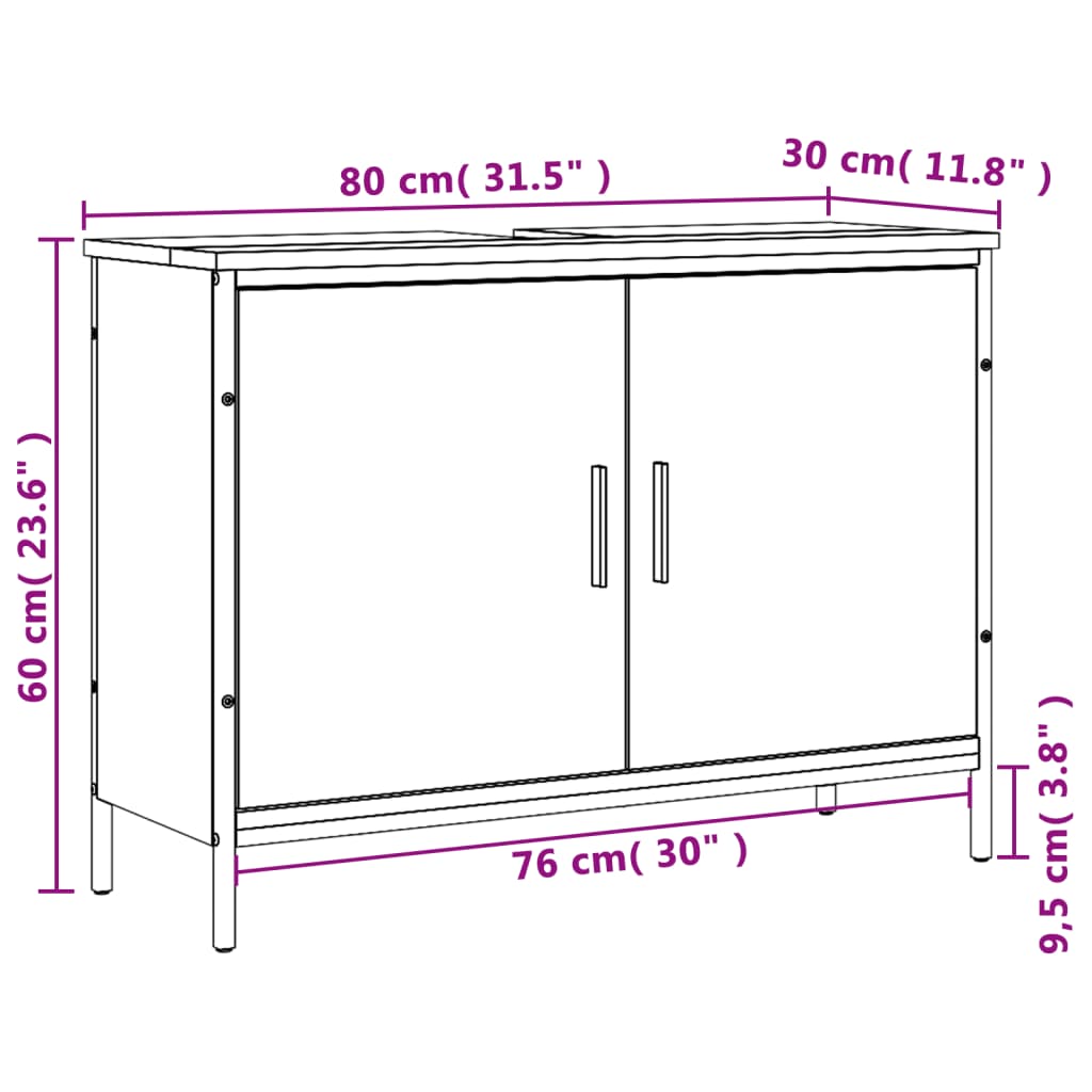 Sonoma oak bathroom sink 80x30x60 cm
