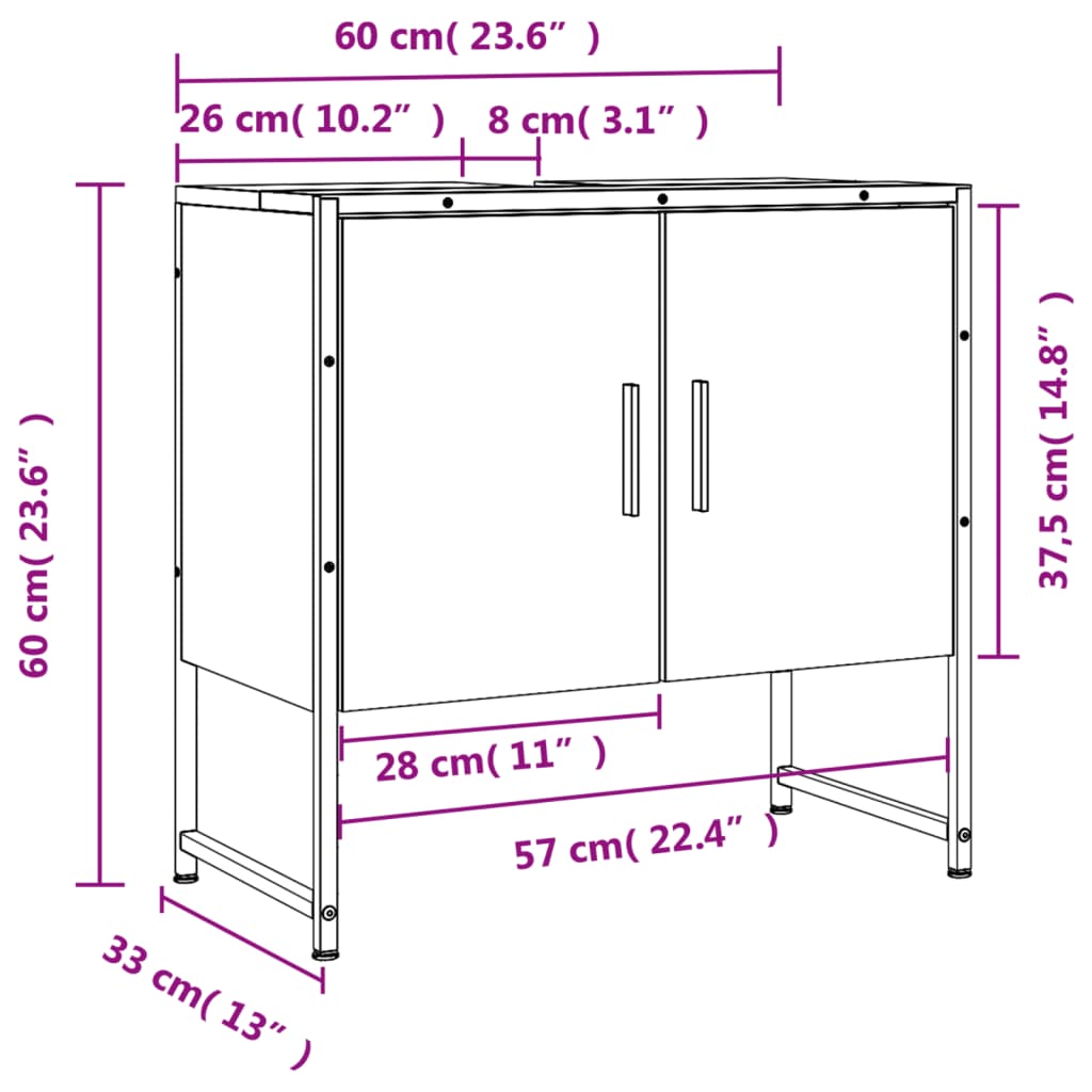 Sonoma Oak Bad Waschbecken 60x33x60 cm