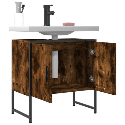 Lavandino per bagno in quercia fumo 60x33x60 cm