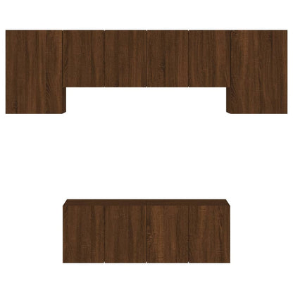 Unités murales TV 6 pcs chêne marron bois d'ingénierie