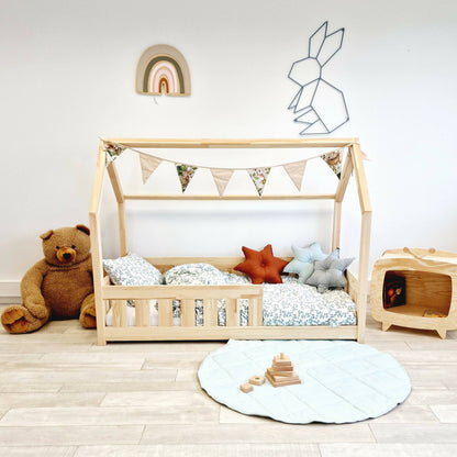 Cama de cabine infantil com barras barreiras