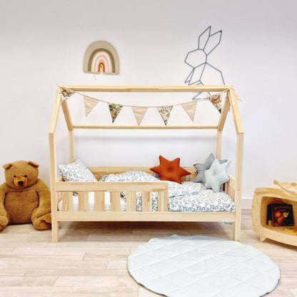 Cama de cabine infantil com barras barreiras