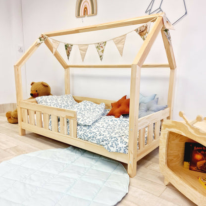 Cama de cabine infantil com barras barreiras