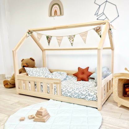 Cama de cabine infantil com barras barreiras